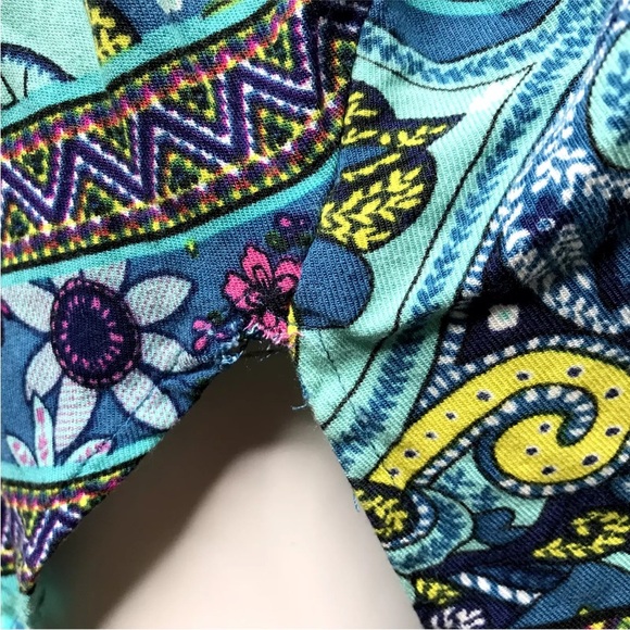 Natori Colorful Knit  Kimono Sleeve Blouse Top Floral Paisley Size L Satin Trim - Picture 11 of 15